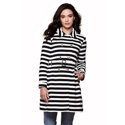 Black stripe trench coat